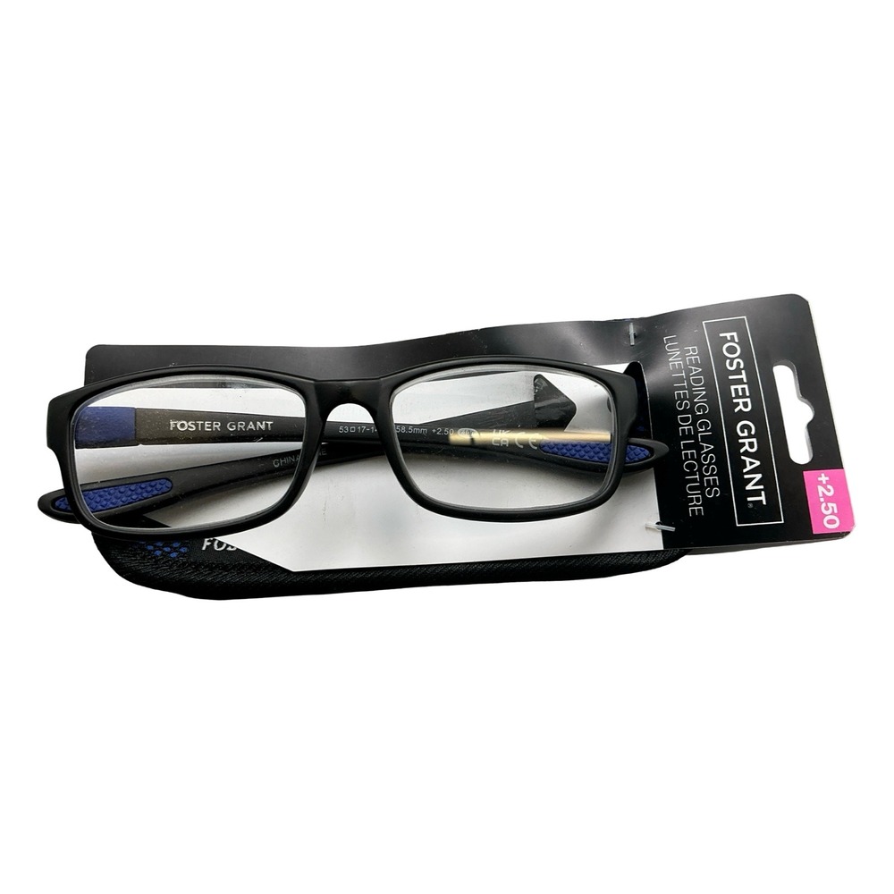 Foster Grant Scooter AST Black Blue Reading Glasses +2.50 Strength Unisex